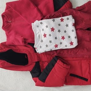 Ready in red! Boys 12-18 mo outfit with fleece pullover and winter jacket 18 mo